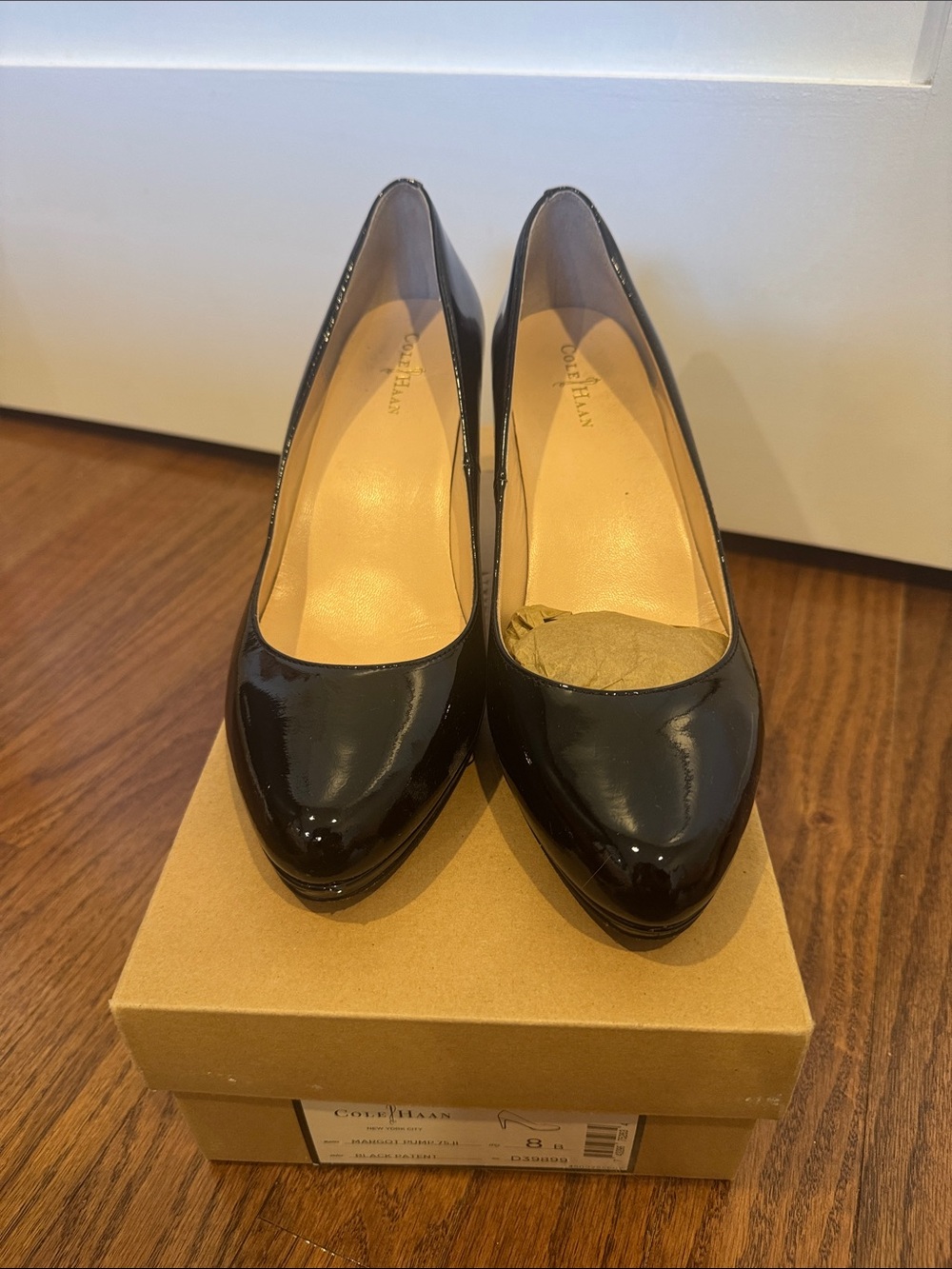 Cole Haan Black Patent Leather Pointed-Toe Pumps